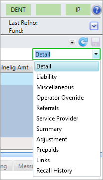 Claim Entry or Processing Line View